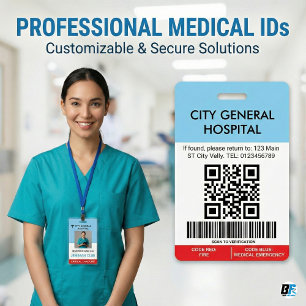 Hospital Staff Photo  Medical Nurse QR Code & Barc Badge