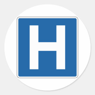 Hospital Street Sign Classic Round Sticker