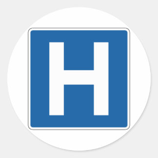 Hospital Street Sign Classic Round Sticker