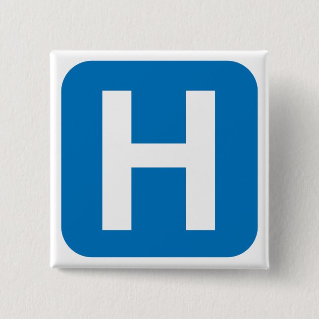 hospital symbol 2 inch square button (Front)