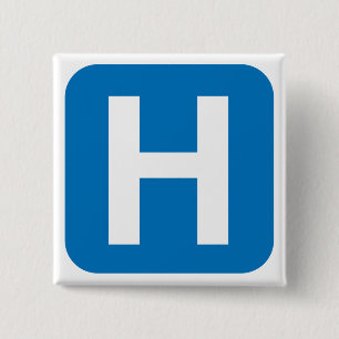 hospital symbol 2 inch square button