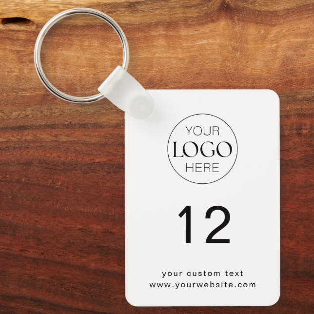 Hospitality Business Logo Room Number Minimalist Keychain (Front)