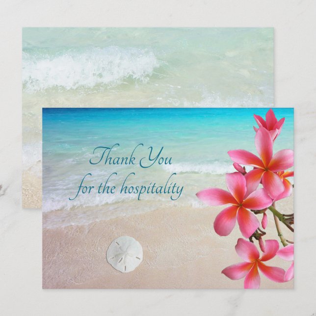 Hospitality Carte de remerciements Plage tropicale (Devant / Derrière)