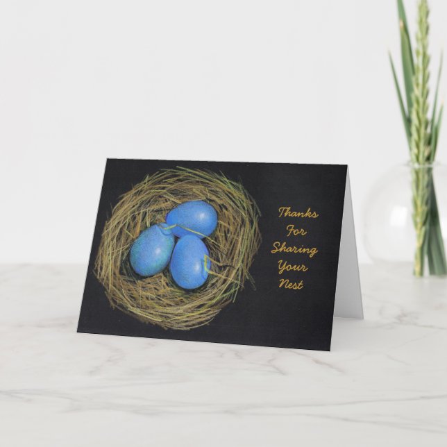 HOSPITALITY THANKS: BIRD EGGS, NEST: ART THANK YOU CARD (Front)