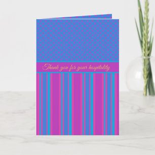 Hospitality Thanks Card: Magenta and Blue Patterns Thank You Card