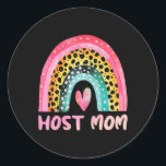 Host Mom Rainbow Mother's Day Love Cute Funny  Classic Round Sticker<br><div class="desc">Host Mom Rainbow Mother's Day Love Cute Funny</div>
