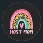 Host Mom Rainbow Mother's Day Love Cute Funny  Classic Round Sticker<br><div class="desc">Host Mom Rainbow Mother's Day Love Cute Funny</div>