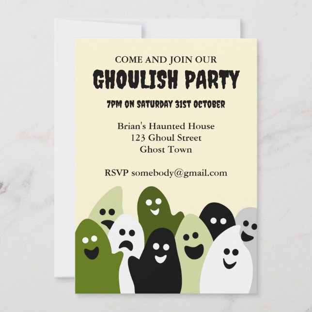 Host of Ghosts Ghoulish Halloween Party Invitation (Front)