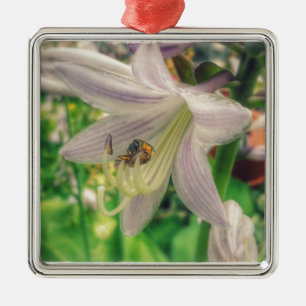 Hosta and bee metal ornament