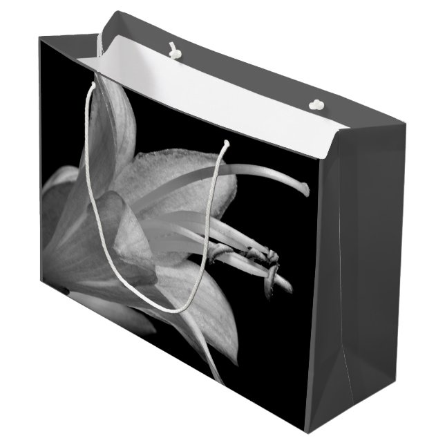 Hosta Flower Black and White Large Gift Bag (Front Angled)