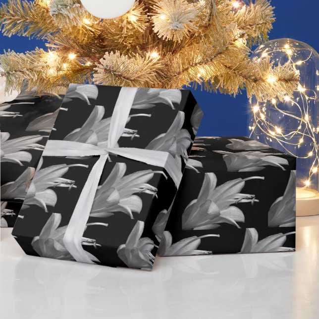Hosta Flower in Black and White Wrapping Paper (Holidays)