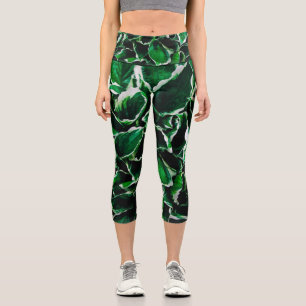 Hosta undulata vibrant green plant leaves capri leggings