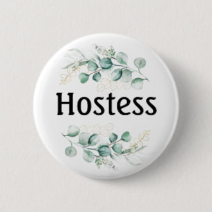 Hostess Eucalyptus Bridal shower Gifts Weddings  2 Inch Round Button