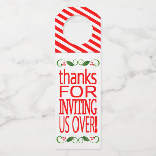 Hostess Gift Thanks For Inviting Us Over Christmas Bottle Tag