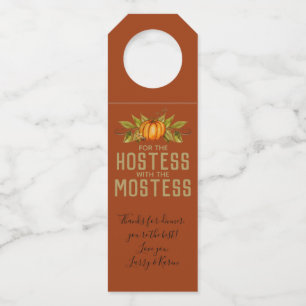 Hostess Gift Wine Autumn Pumpkin Thanksgiving Bottle Tag