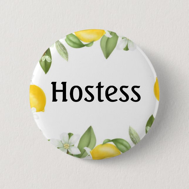 Hostess Lemons Bridal shower Gifts Weddings Button (Front)