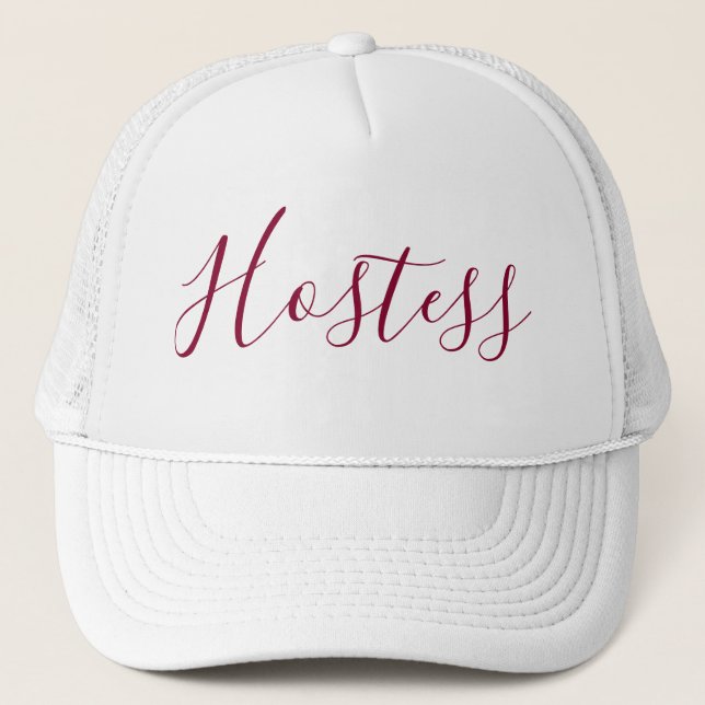 Hostess lovely Calligraphy Trucker Hat (Front)