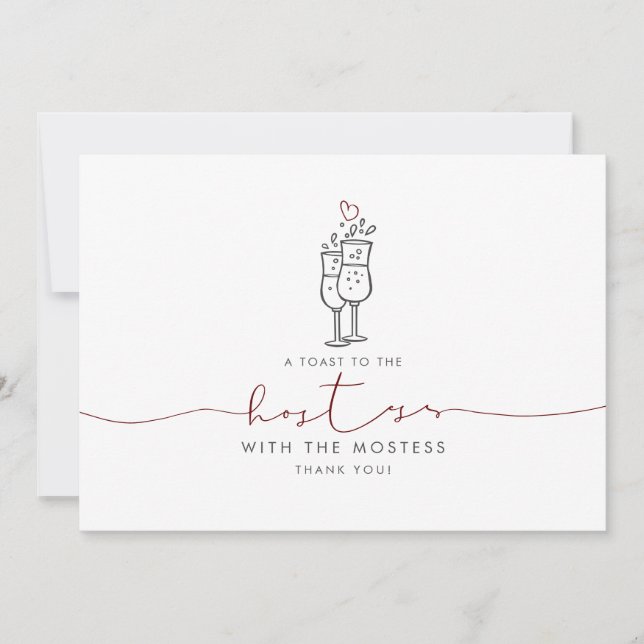 Hostess Mostess Cute Minimalist Thank You  (Front)