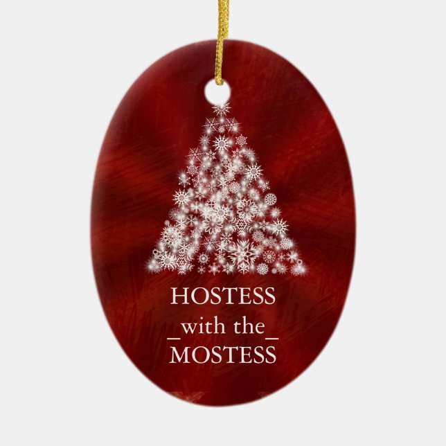 Hostess with the Mostess Christmas Chalkboard Ceramic Ornament (Front)