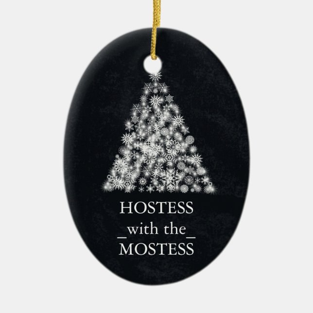 Hostess with the Mostess Christmas Chalkboard Ceramic Ornament (Front)