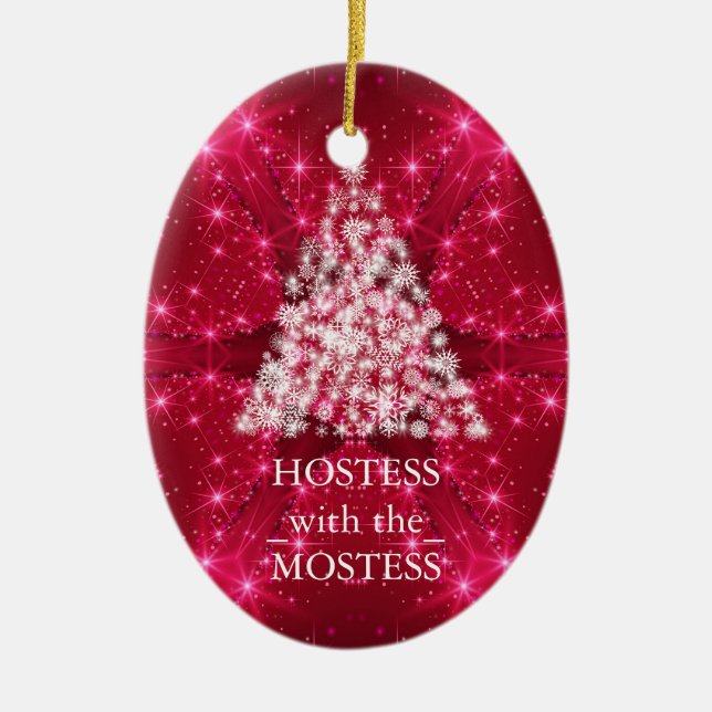 Hostess with the Mostess Christmas Chalkboard Ceramic Ornament (Front)