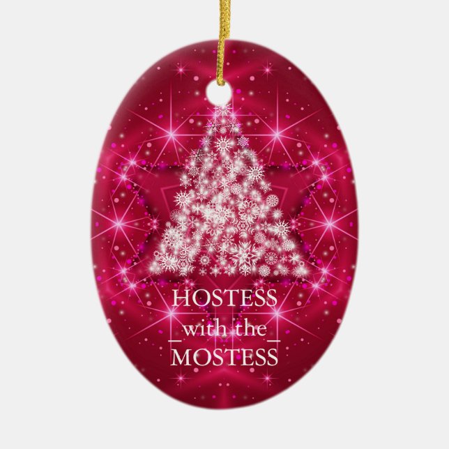 Hostess with the Mostess Christmas Chalkboard Ceramic Ornament (Front)