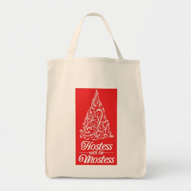 Hostess with the Mostess Unique Christmas Gift Mom Tote Bag (Front)