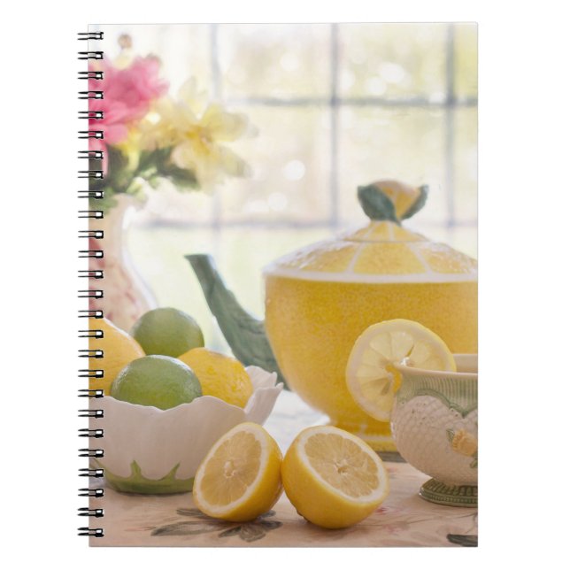 Hot Afternoon Tea with Fresh Lemons Notebook (Front)