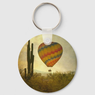 Hot Air Ballon Flight Over the Southwest Desert Keychain