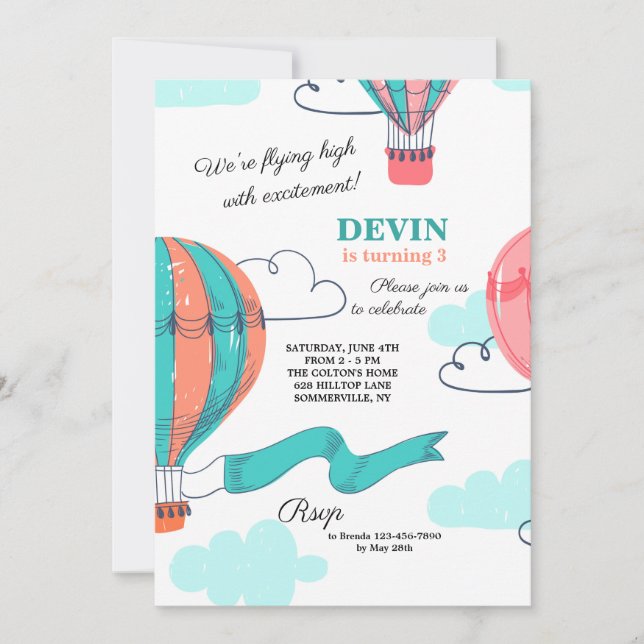 Hot Air Ballon Invitation (Front)