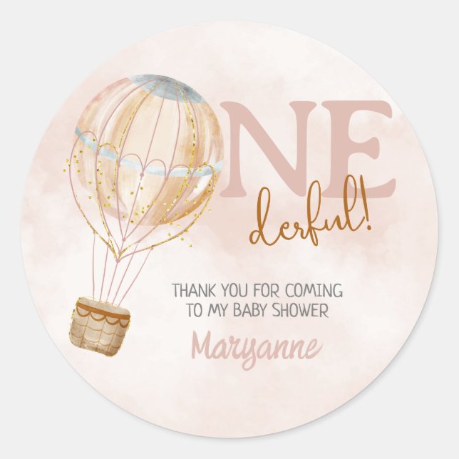 Hot Air Balloon 1st Birthday Thank you Sticker (Front)