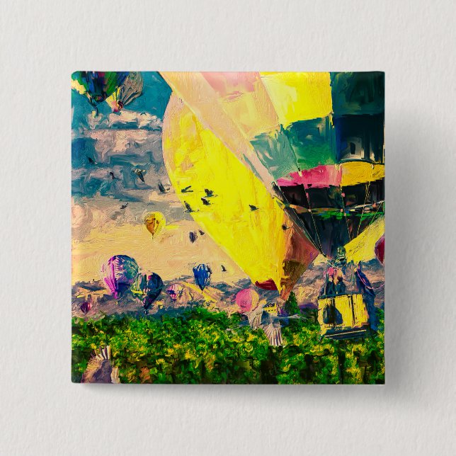 Hot Air Balloon 2 Inch Square Button (Front)
