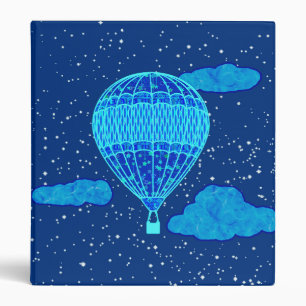 Hot Air Balloon Against a Night Sky in Deep Blue Binder