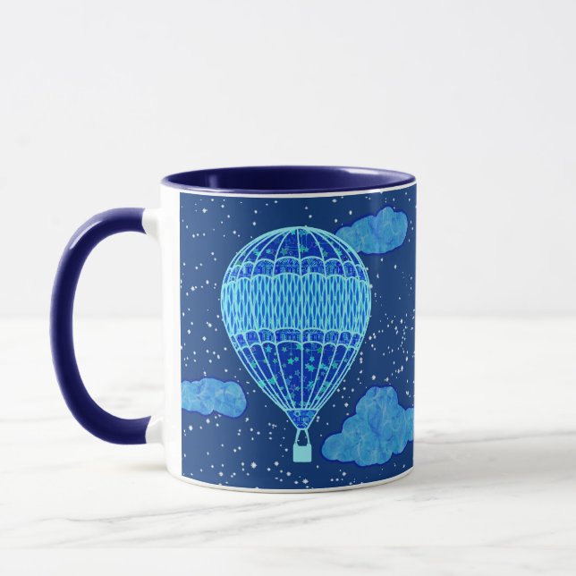 Hot Air Balloon Against a Night Sky in Deep Blue Mug (Left)