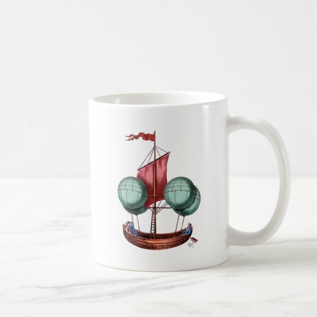 Hot Air Balloon Airship With Red Sail Coffee Mug (Right)