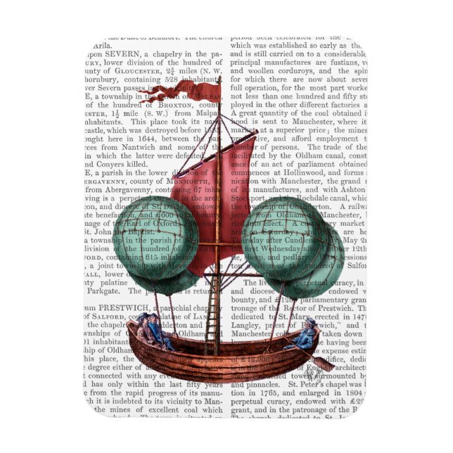 Hot Air Balloon Airship With Red Sail Magnet (Vertical)