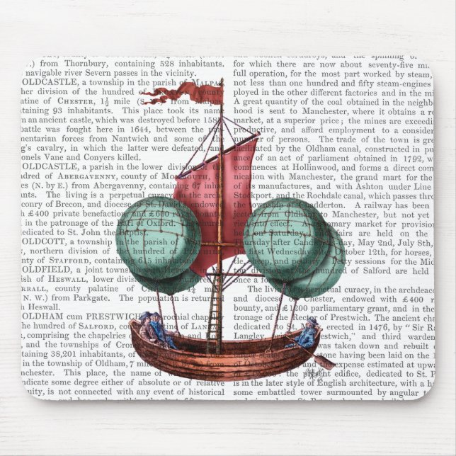 Hot Air Balloon Airship With Red Sail Mouse Pad (Front)