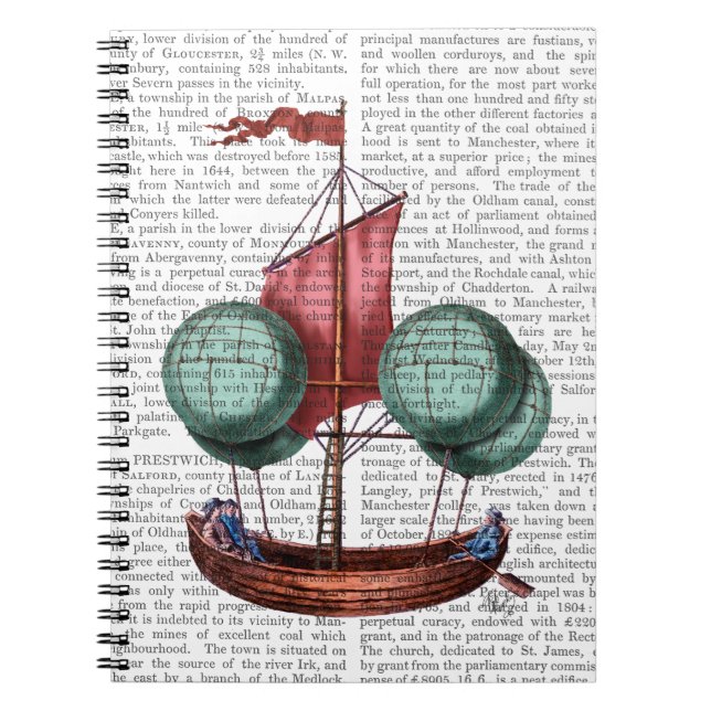 Hot Air Balloon Airship With Red Sail Notebook (Front)