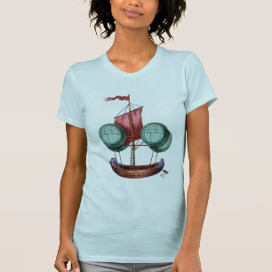 Hot Air Balloon Airship With Red Sail T-Shirt
