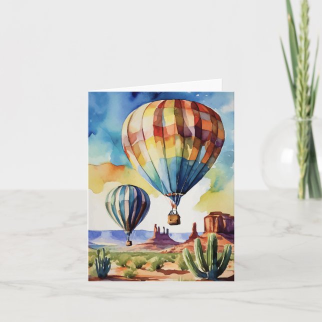 Hot Air Balloon Albuquerque Watercolor Card (Front)