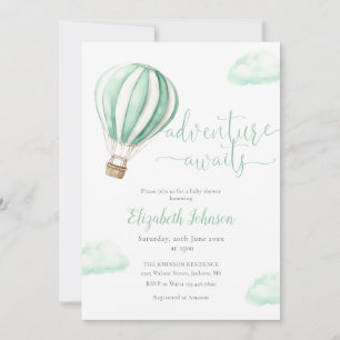 Hot Air Balloon All In One Neutral Baby Shower Invitation