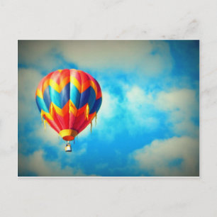 Hot Air Balloon Aloft in the Blue Sky Postcard