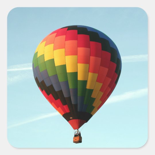 Hot air balloon aloft square sticker