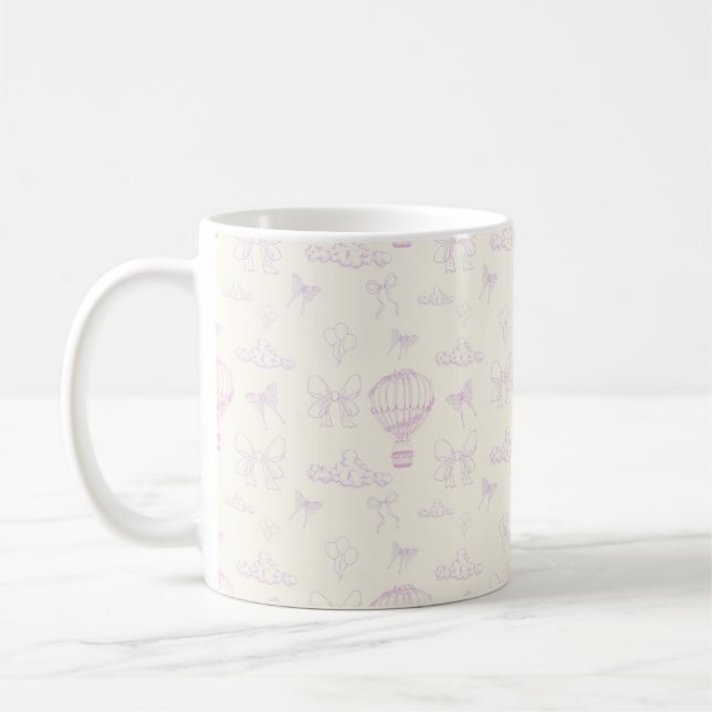 Hot Air-Balloon And Bows Seamless Pattern Coffee Mug (Left)