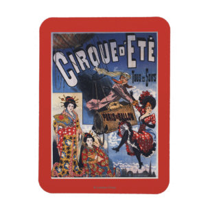 Hot-Air Balloon and Japanese Ladies Poster Magnet
