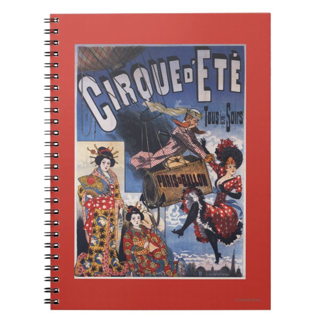 Hot-Air Balloon and Japanese Ladies Poster Notebook (Front)