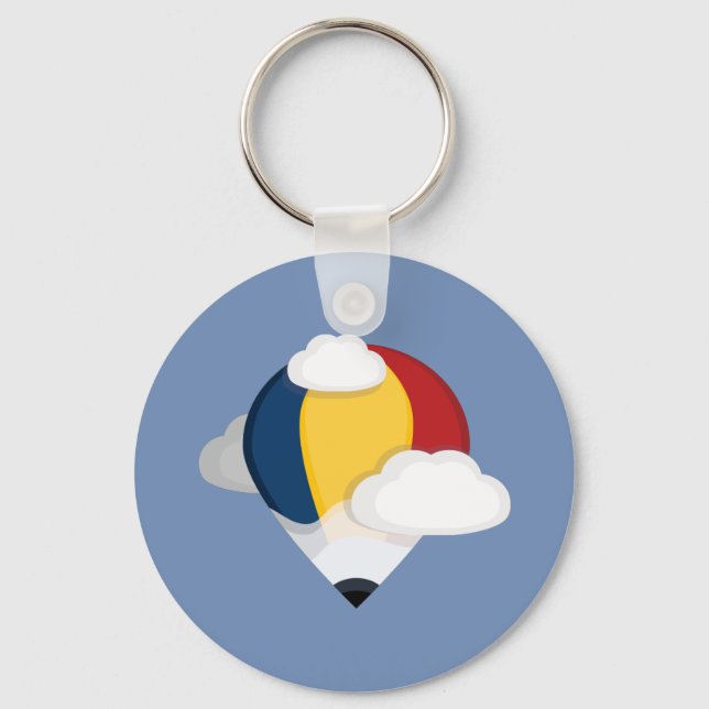 Hot Air Balloon and Pencil Paper Coaster Keychain (Front)