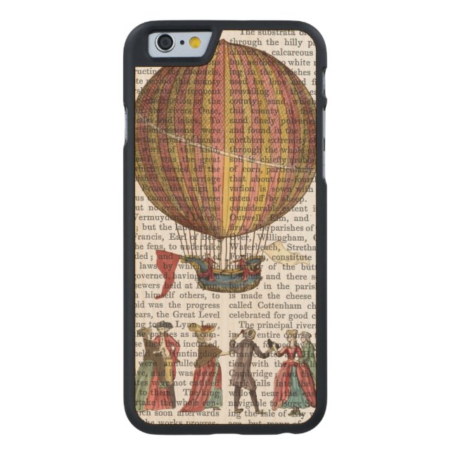 Hot Air Balloon And People Carved Wood iPhone Case (Back)