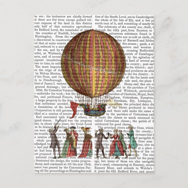 Hot Air Balloon And People Postcard (Front)