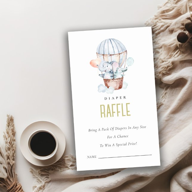 Hot Air Balloon Animals Diaper Raffle Baby Shower Enclosure Card (Creator Uploaded)